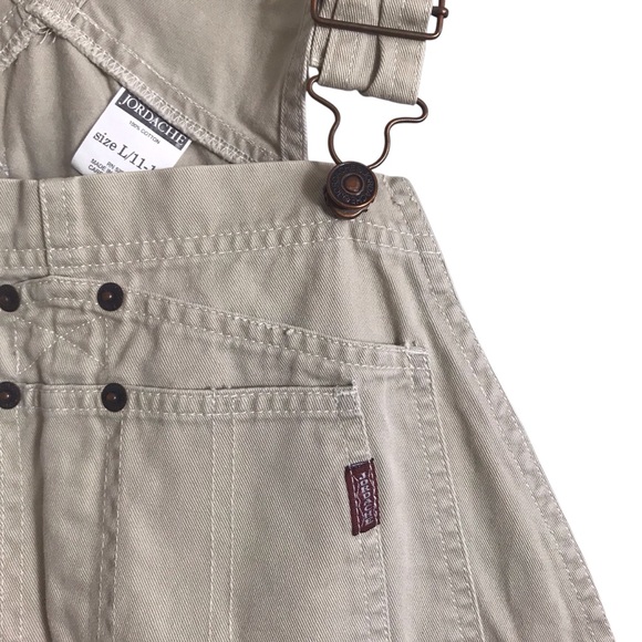 Jordache Vintage Bib Overalls Womens Large Carpenter Cargo Streetwear Beige Y2K - Picture 5 of 14